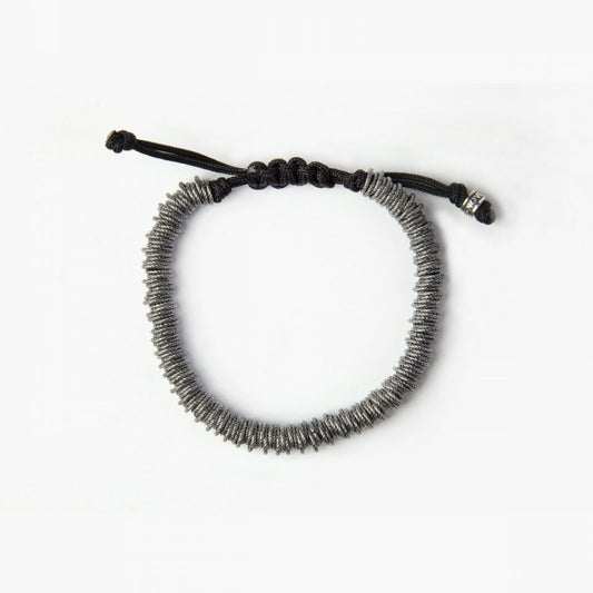 Bracciale corda nera Nove25 Puntinati unisex con maglie in argento N25BRA00328-2