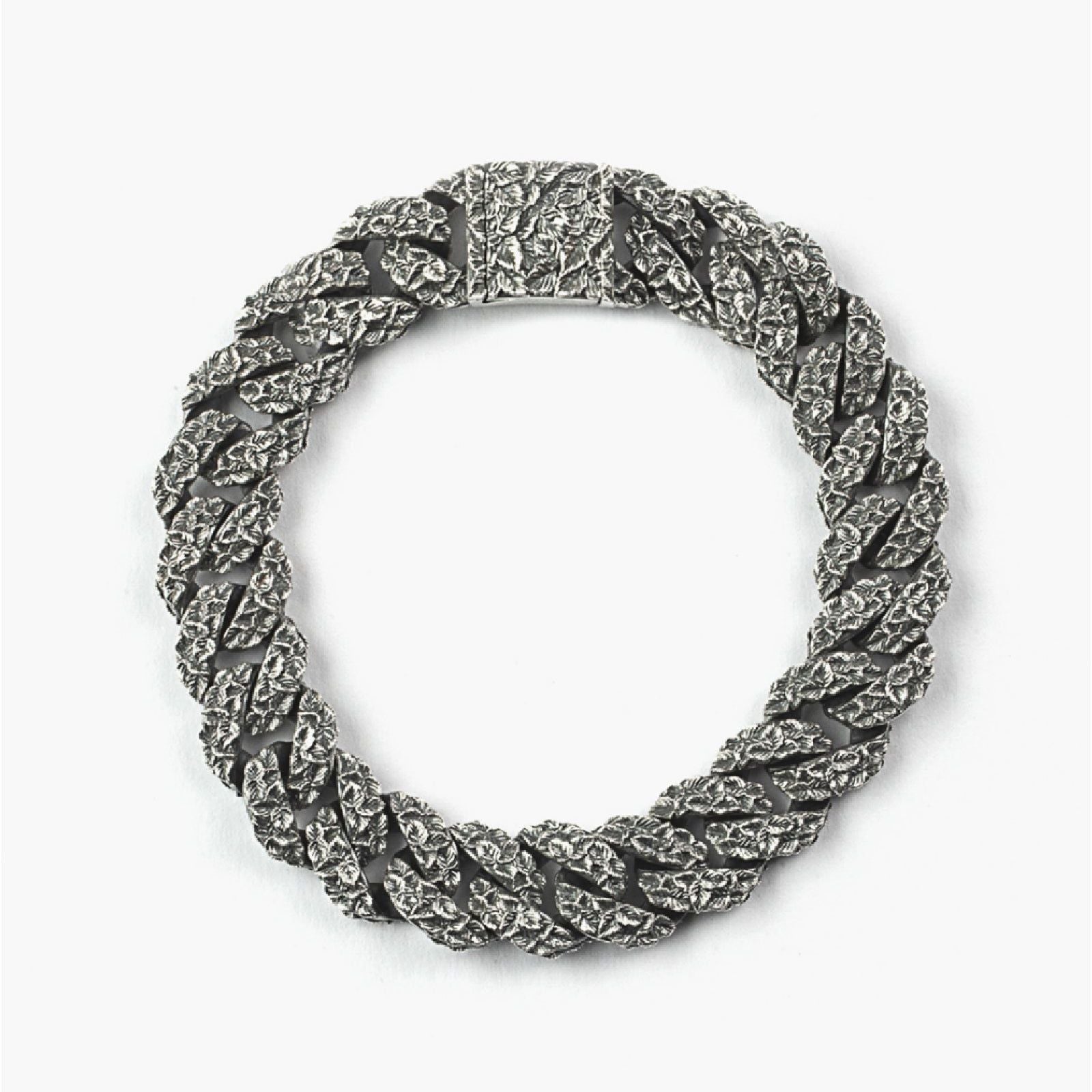 Bracciale Nove25 Eden Foglie da uomo in argento maglie a grumette e foglie N25BRA00355-1