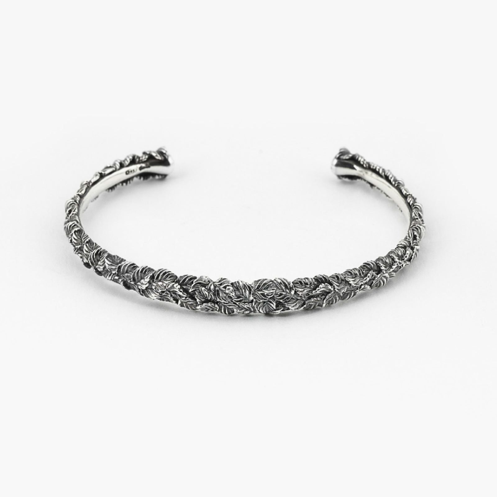 Bracciale donna rigido aperto Nove25 Eden argento foglie, zirconi verdi e scritta N25BRA00364-1