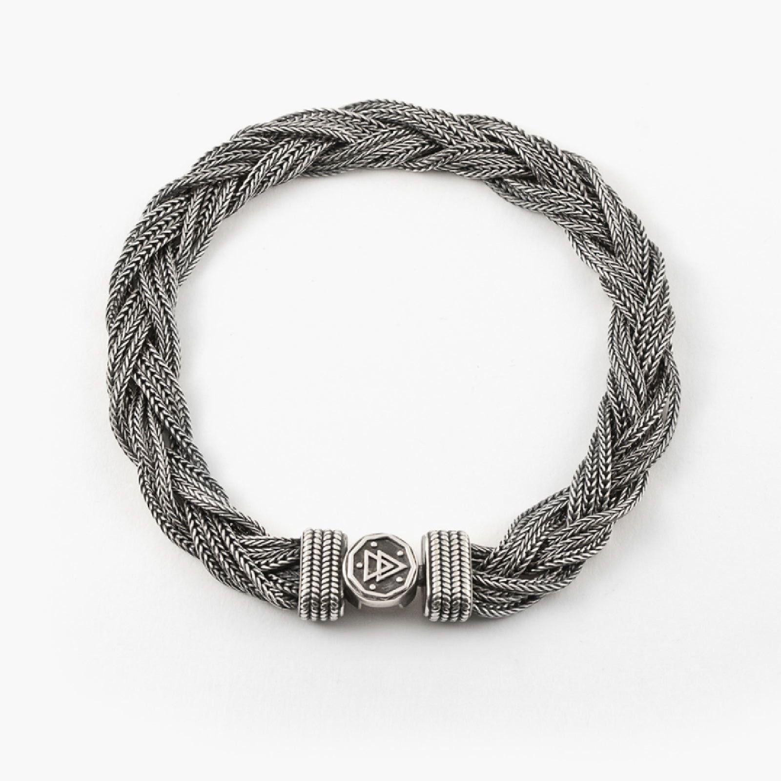 Bracciale Nove25 Hardwear Matrix uomo in argento con catene intrecciate N25BRA00371-1