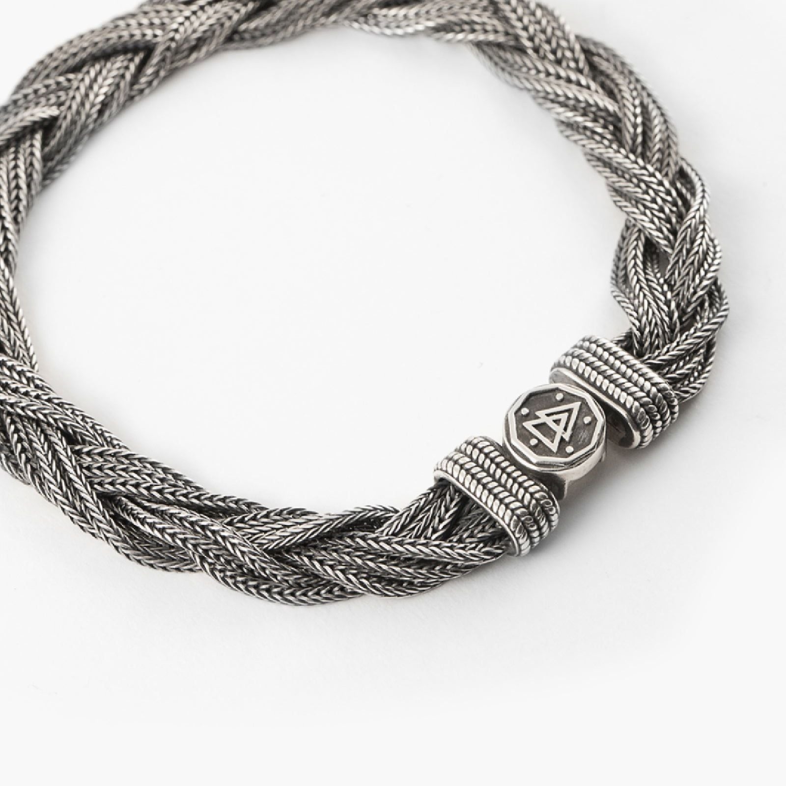Bracciale Nove25 Hardwear Matrix uomo in argento con catene intrecciate N25BRA00371-2