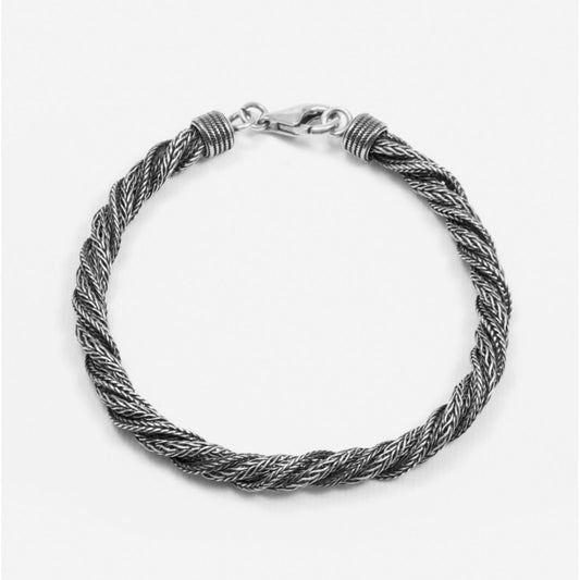 Bracciale Nove25 Timeless Treccia Ritorta unisex in argento con catene arrotolate N25BRA00384-1