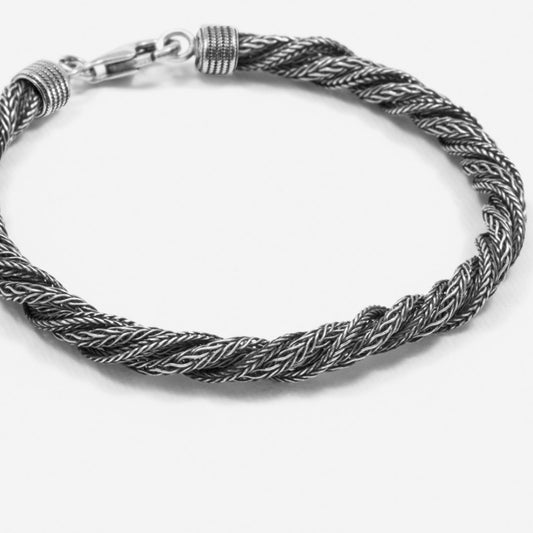Bracciale Nove25 Timeless Treccia Ritorta unisex in argento con catene arrotolate N25BRA00384-2