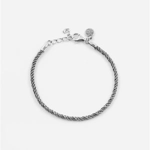 Bracciale catena Nove25 Timeless unisex in argento 925 brunito con due catene a coda di volpe piccole arrotolate N25BRA00392