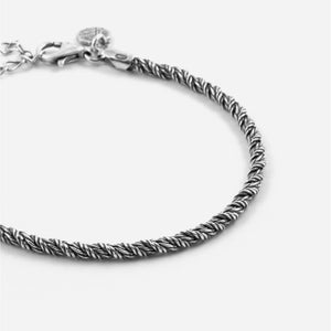 Bracciale catena Nove25 Timeless unisex in argento 925 brunito con due catene a coda di volpe piccole arrotolate N25BRA00392