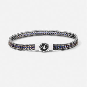 Bracciale tennis Nove25 Timeless Tennis Black Foxtail unisex in argento 925 con zirconi blu al centro N25BRA00393