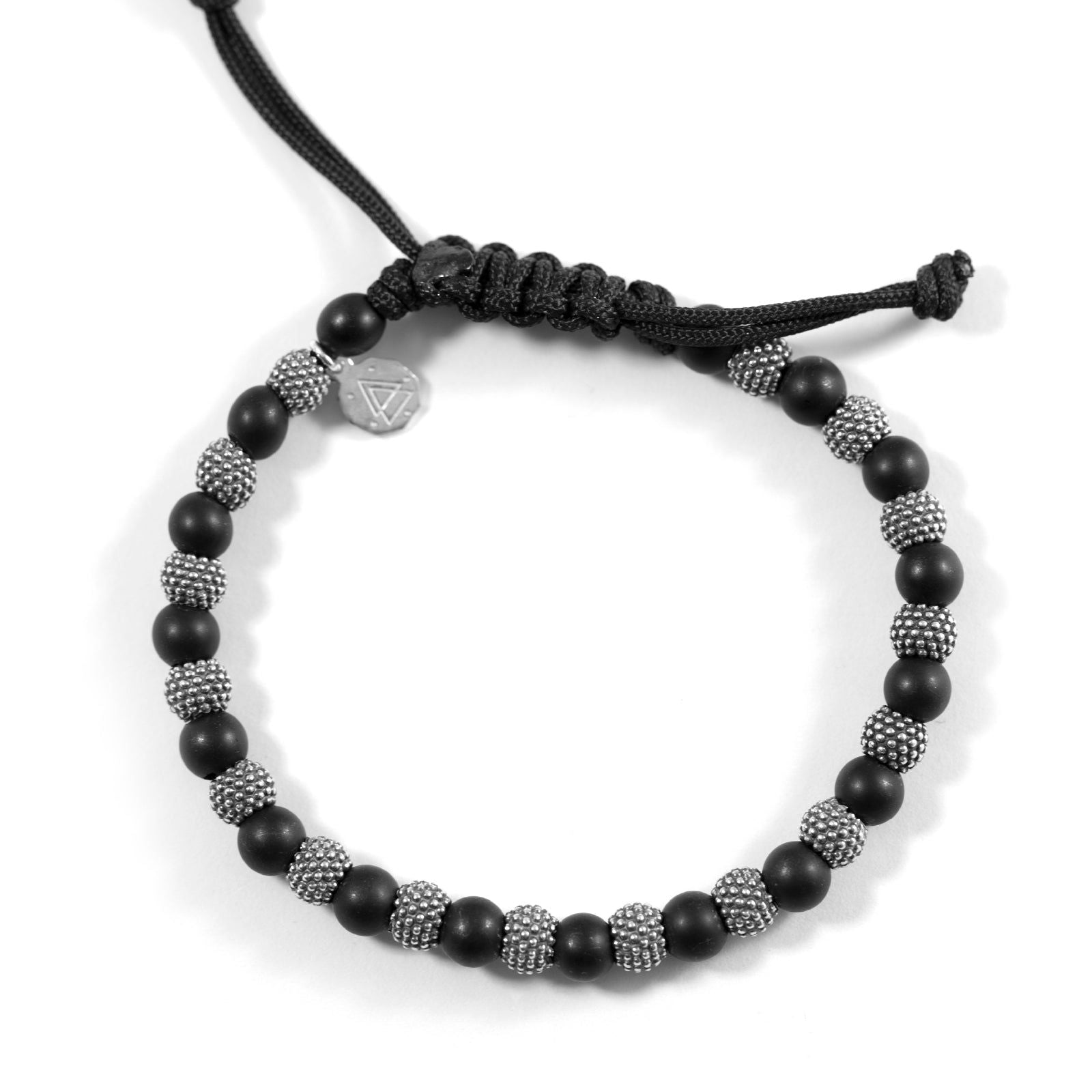 Bracciale con cordino unisex Nove25 Puntinati uomo argento brunito con palline N25BRA00412-1