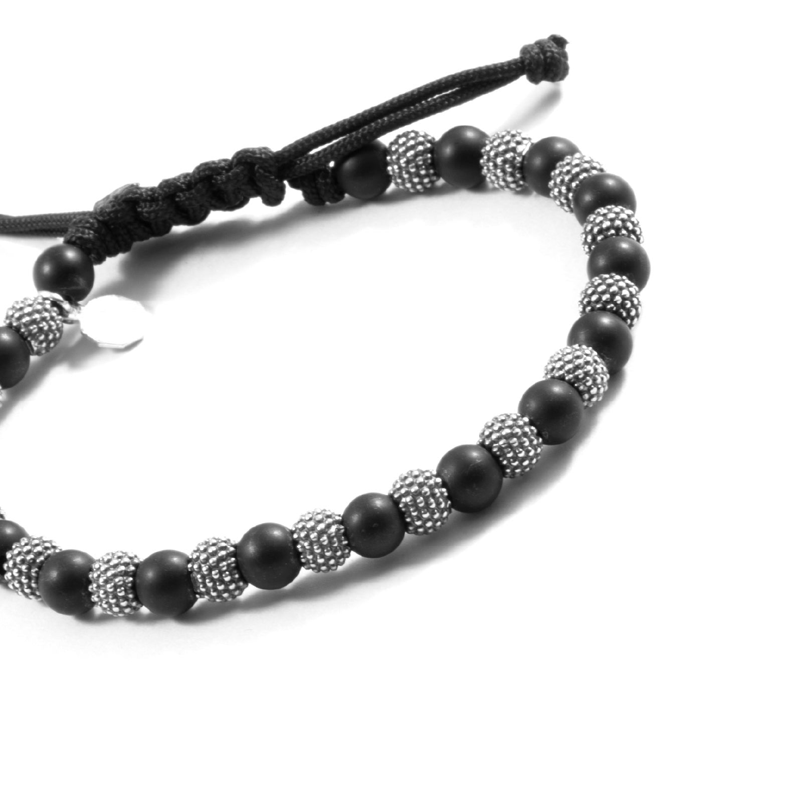 Bracciale con cordino unisex Nove25 Puntinati uomo argento brunito con palline N25BRA00412-2