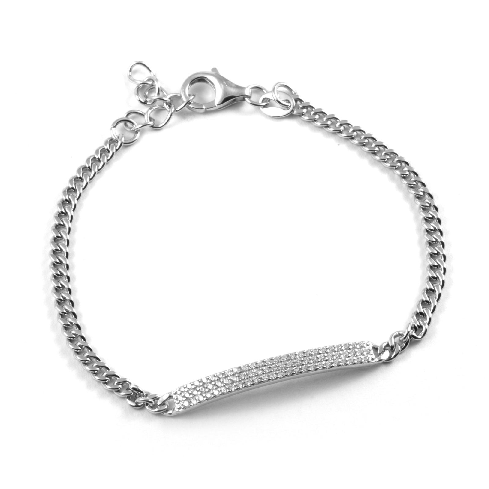 Bracciale catena unisex Nove25 Brillanti donna argento rodio targa con zirconi N25BRA00416-2