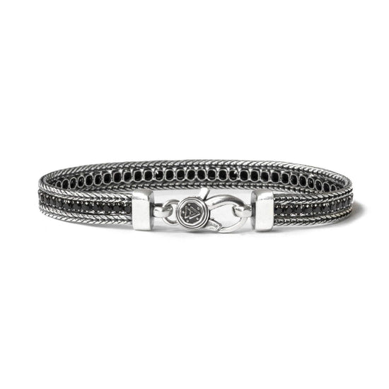 Bracciale tennis unisex Nove25 Timeless argento brunito con zirconi neri N25BRA00419-1