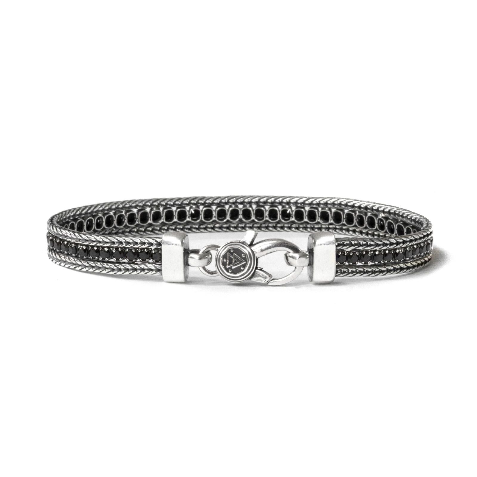 Bracciale tennis unisex Nove25 Timeless argento brunito con zirconi neri N25BRA00419-1