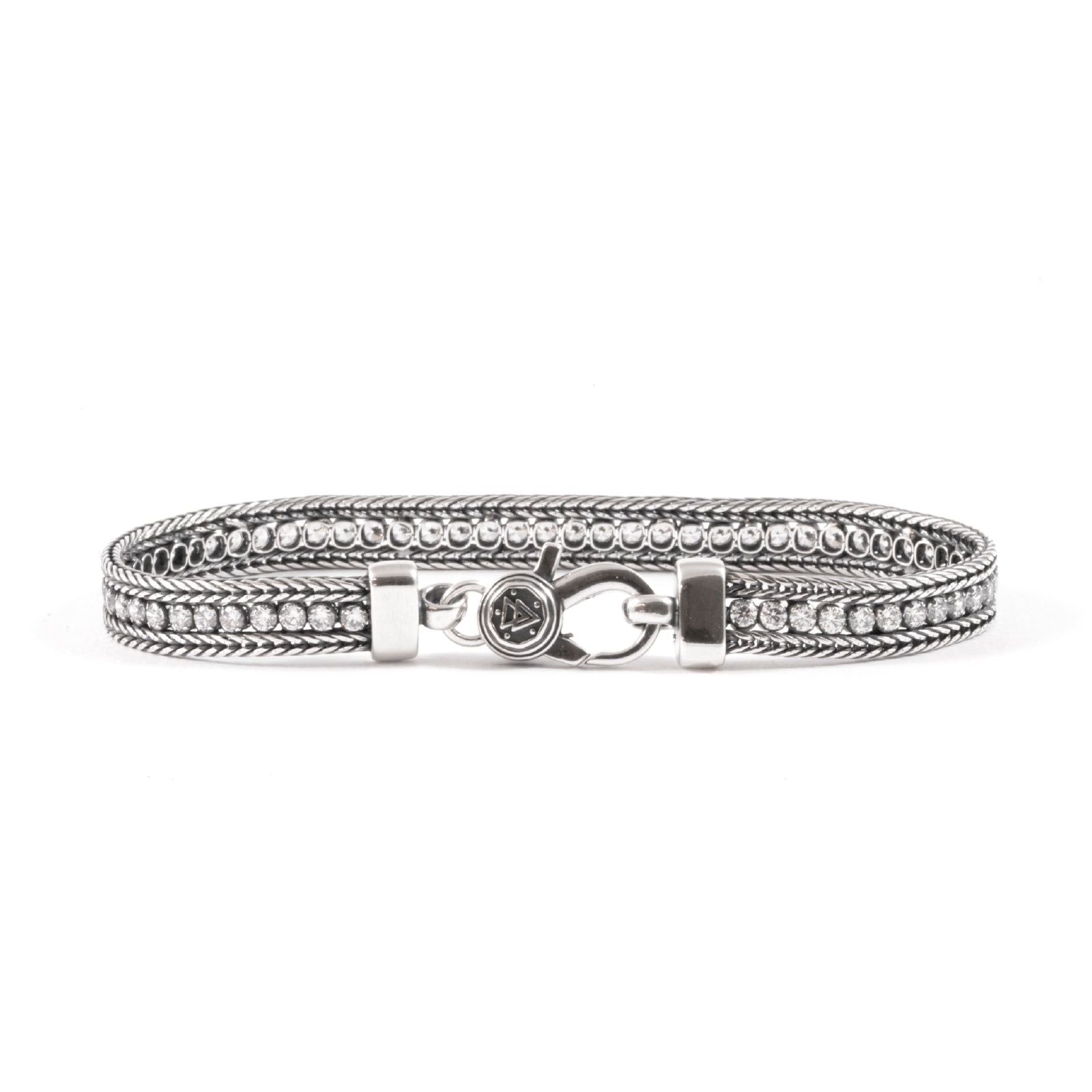 Bracciale tennis unisex Nove25 Timeless argento brunito con zirconi bianchi N25BRA00421-1