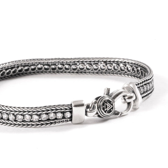 Bracciale tennis unisex Nove25 Timeless argento brunito con zirconi bianchi N25BRA00421-2