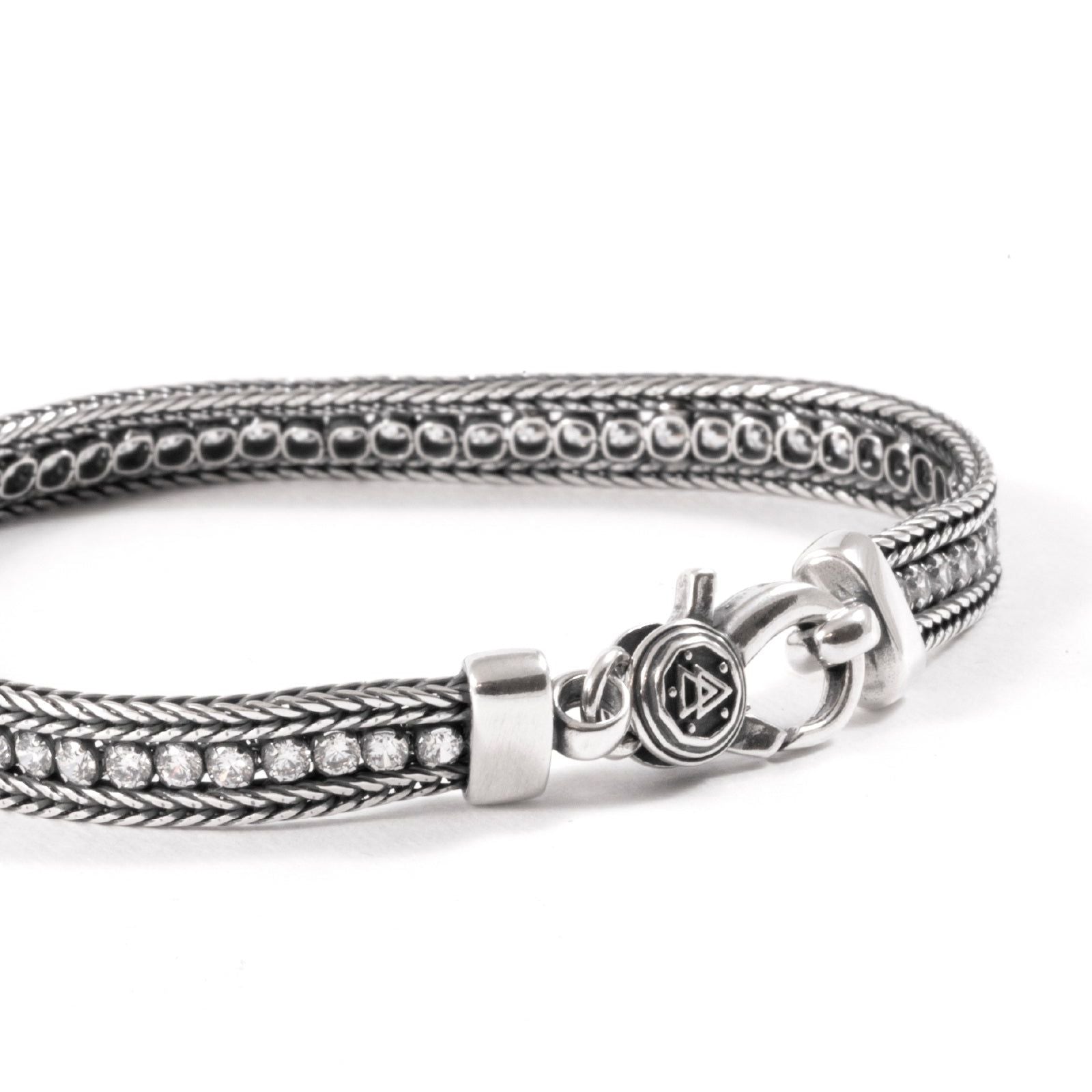 Bracciale tennis unisex Nove25 Timeless argento brunito con zirconi bianchi N25BRA00421-2