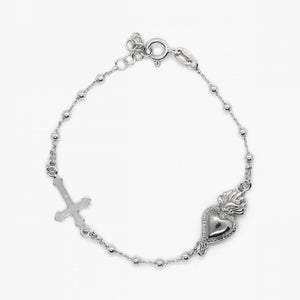 Bracciale rosario Nove25 Traditional unisex in argento 925 con cuore ex voto e croce gotica N25BRAST411