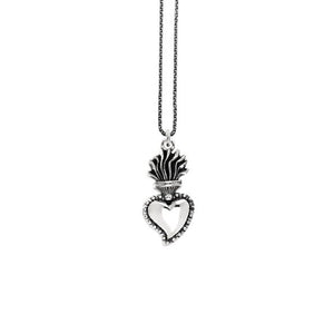 Collana con pendente Nove25 Traditional unisex in argento 925 con ciondolo a forma di cuore ex-voto medio N25COL00099