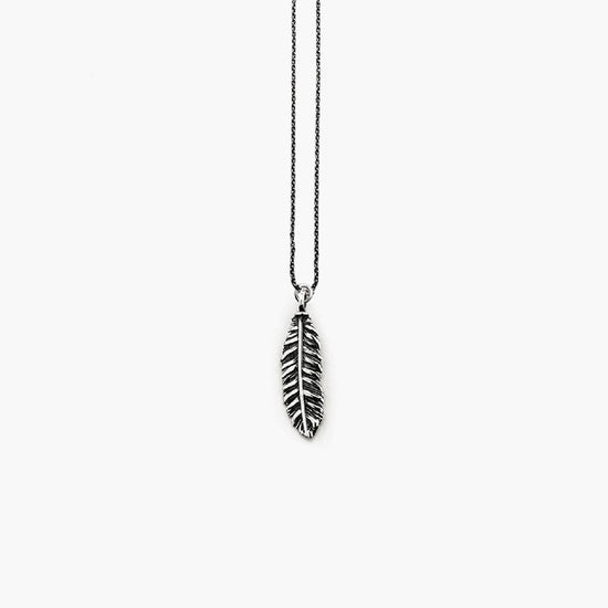 Collana Nove25 Miniature unisex in argento con piuma piccola N25COL00178-O-S-1