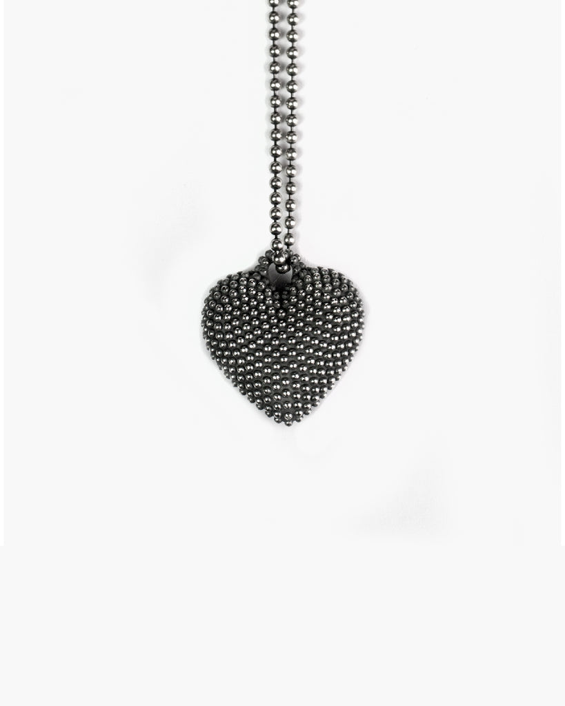 Collana con pendente Nove25 Puntinati unisex in argento 925 con ciondolo a forma di cuore pieno con piccole sfere N25COL00194/O/S