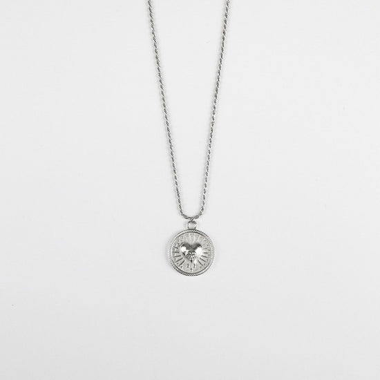 Collana Nove25 Tarot unisex in argento con ciondolo tondo e cuore N25COL00314-O-S-1