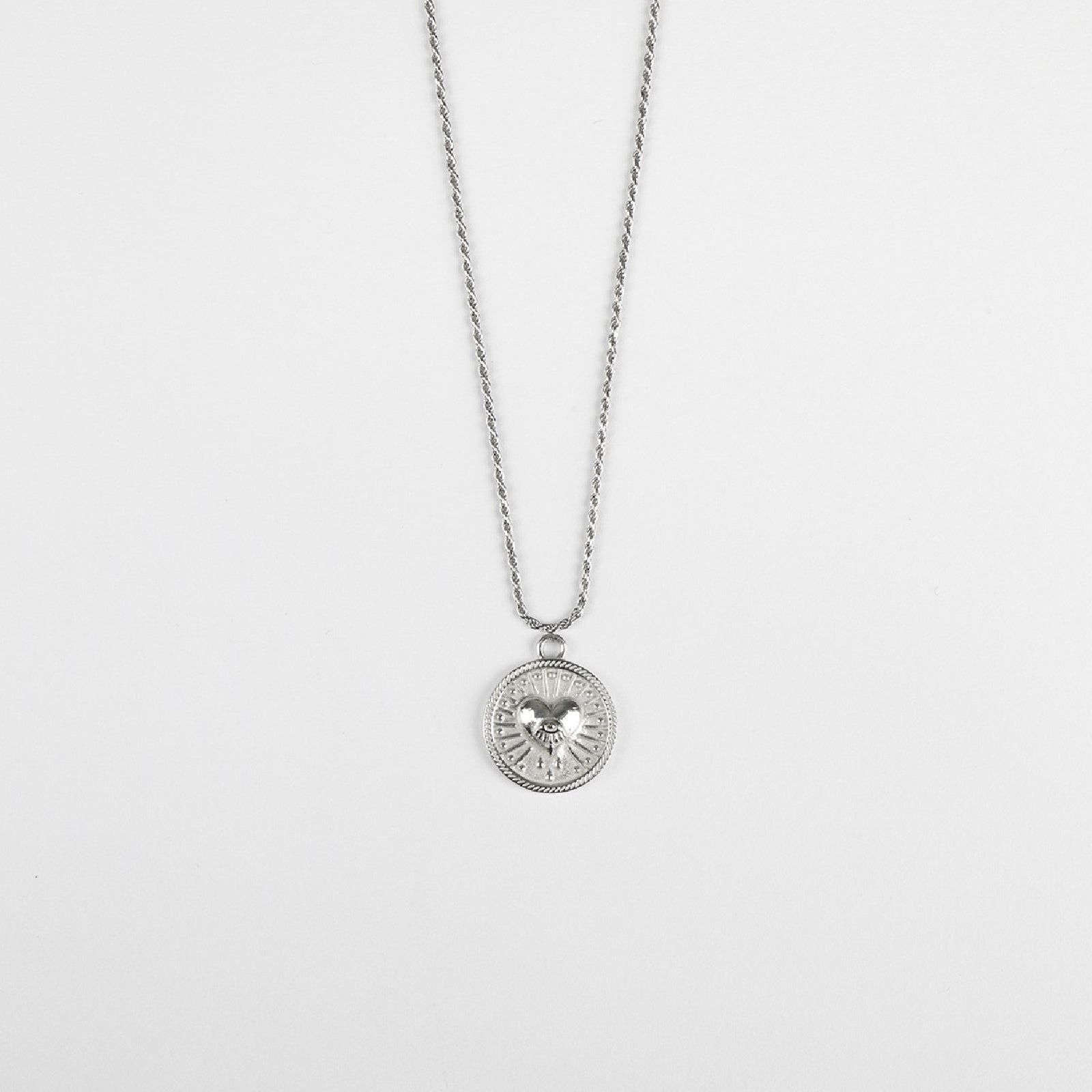 Collana Nove25 Tarot unisex in argento con ciondolo tondo e cuore N25COL00314-O-S-1