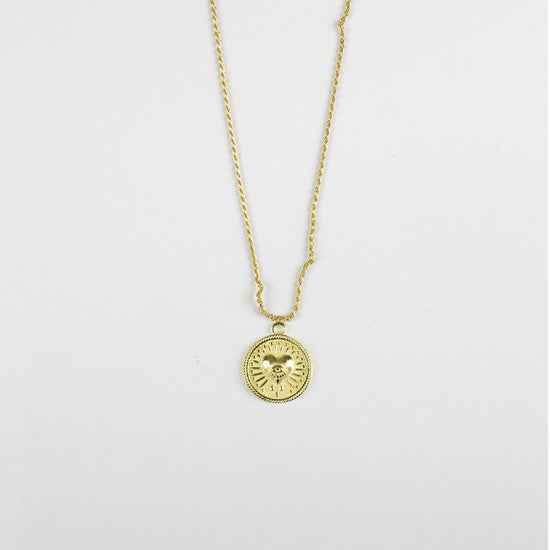 Collana Nove25 Tarot unisex in argento dorato con ciondolo tondo e cuore N25COL00315-O-S-1