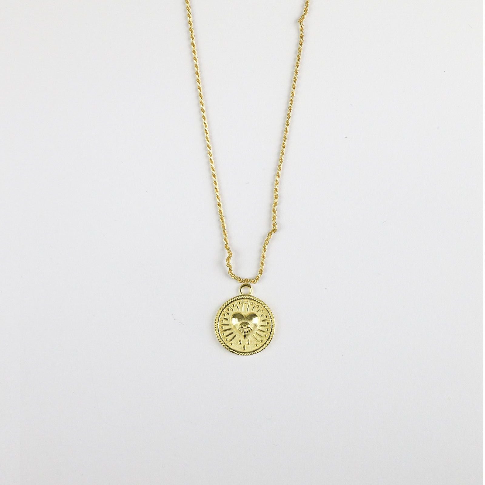 Collana Nove25 Tarot unisex in argento dorato con ciondolo tondo e cuore N25COL00315-O-S-1