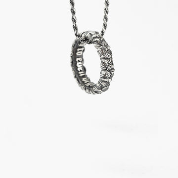 Collana Nove25 Eden unisex in argento ciondolo tondo con foglie N25COL00340-O-S-1