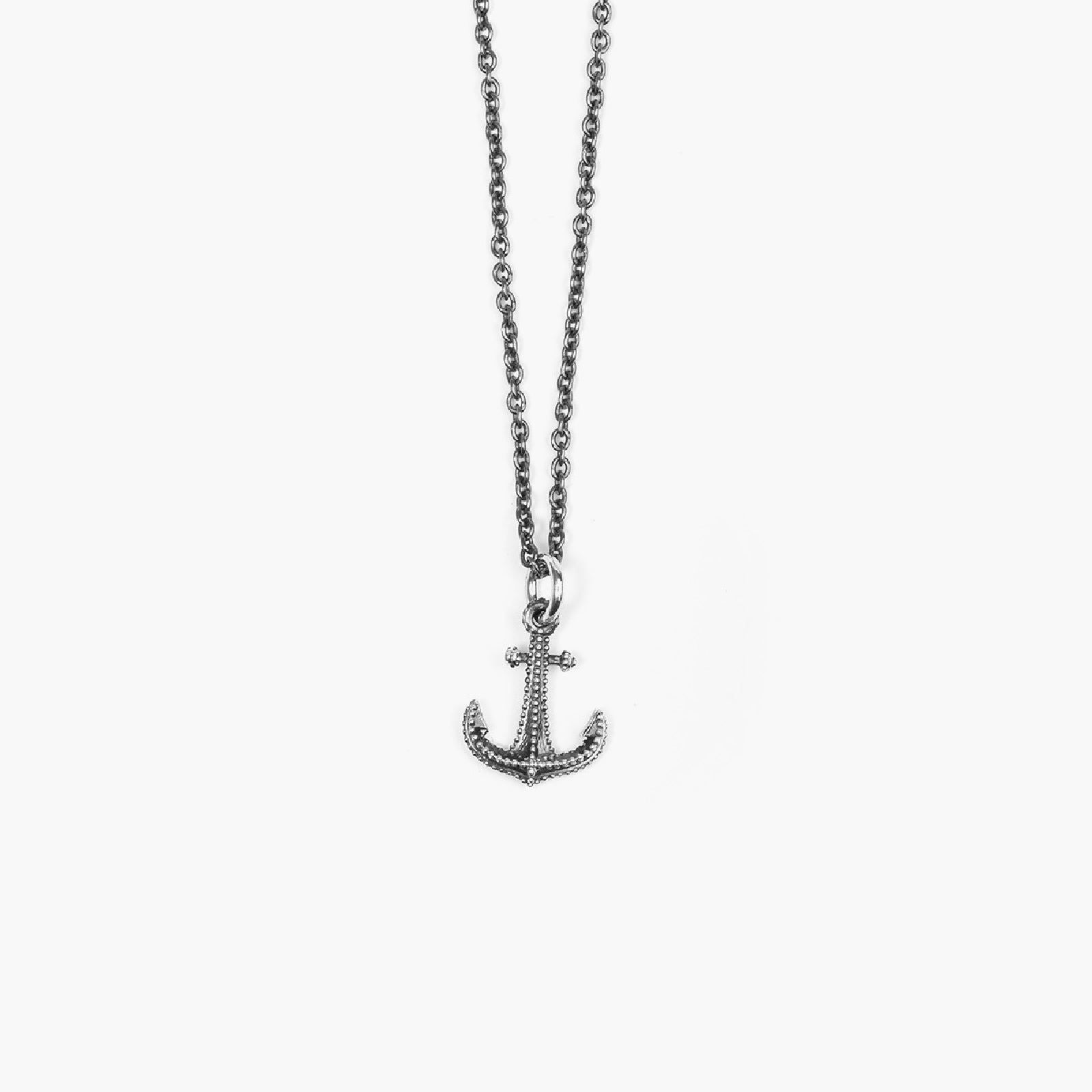 Collana Nove25 Traditional unisex in argento ciondolo ancora puntinata media N25COL00363-O-S-1