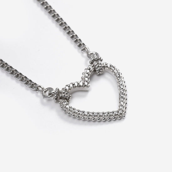Collana Nove25 Opulence donna in argento ciondolo cuore con zirconi N25COL00376-42-2
