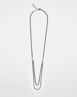 Collana doppio filo della collezione Nove25 Fili Hanger unisex in argento 925 con doppia catena sulla parte frontale N25COL00377/50