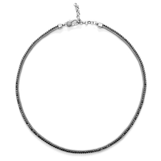 Collana unisex Nove25 Timeless argento brunito striciaì zirconia neri N25COL00413-45-1