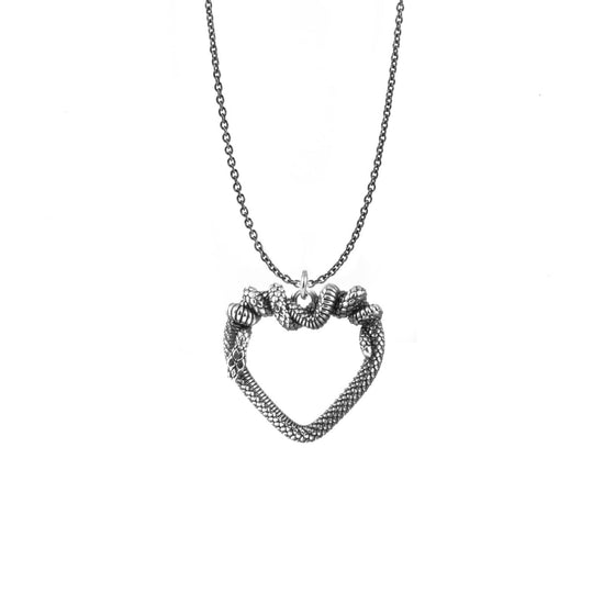Collana Nove25 Snake unisex in argento ciondolo a cuore con serpente N25COL00457OS-1