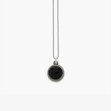 Collana Nove25 Puntinati unisex in argento ciondolo tondo agata nera N25COLPQ150-O-S-1