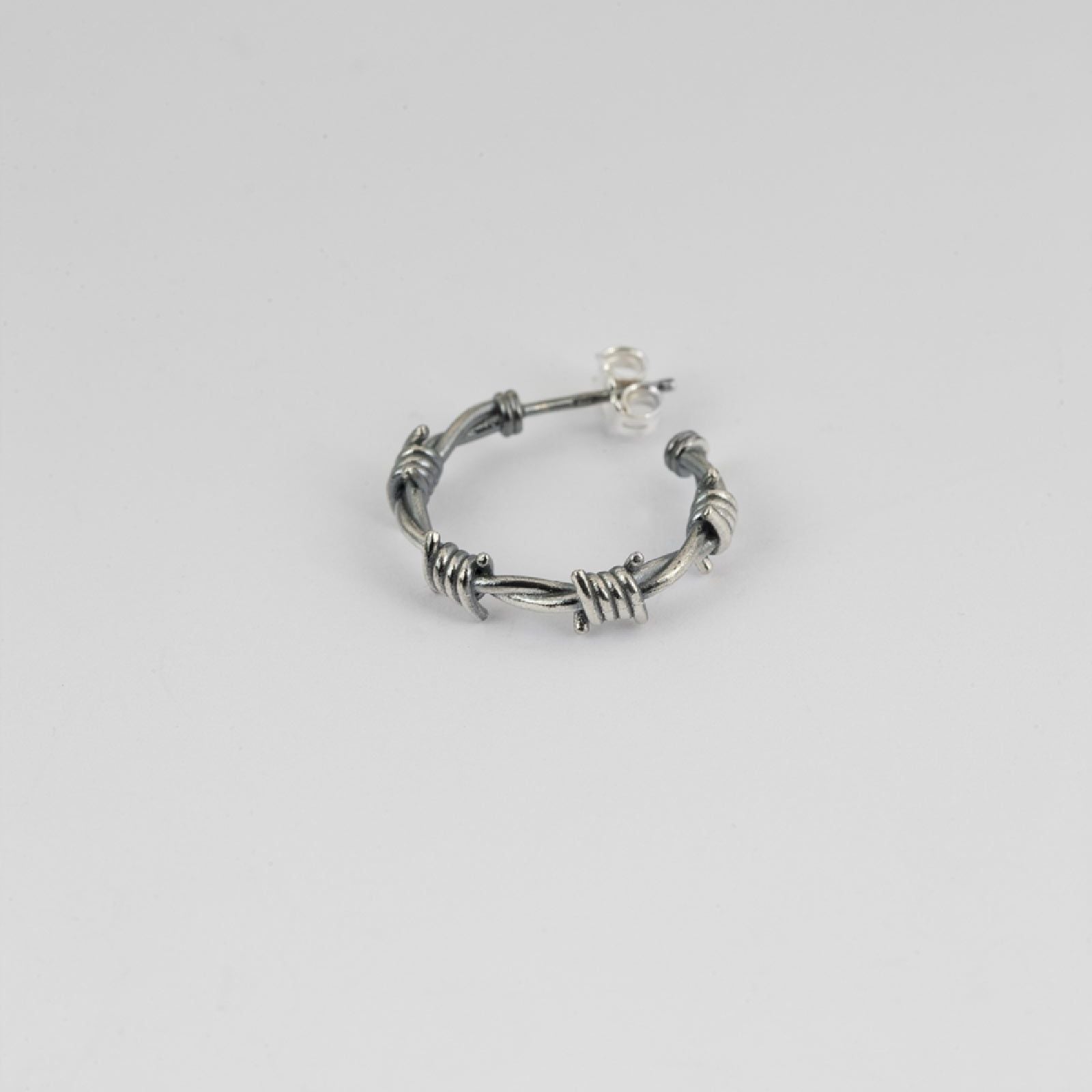 Mono orecchino a cerchio Nove25 Filo Spinato donna argento filo spinato 17,5mm N25ORE00220-O-S-2
