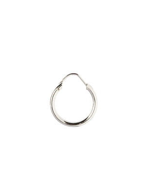 Mono orecchino a cerchio unisex della collezione Nove25 Timeless argento 925 rodiato con cerchio liscio imperniato e filo tondo N25ORE00222/O/S