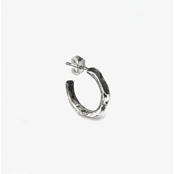 Mono orecchino a cerchio Nove25 Materic unisex argento lavorazione roccia 13mm N25ORE00256-O-S-1