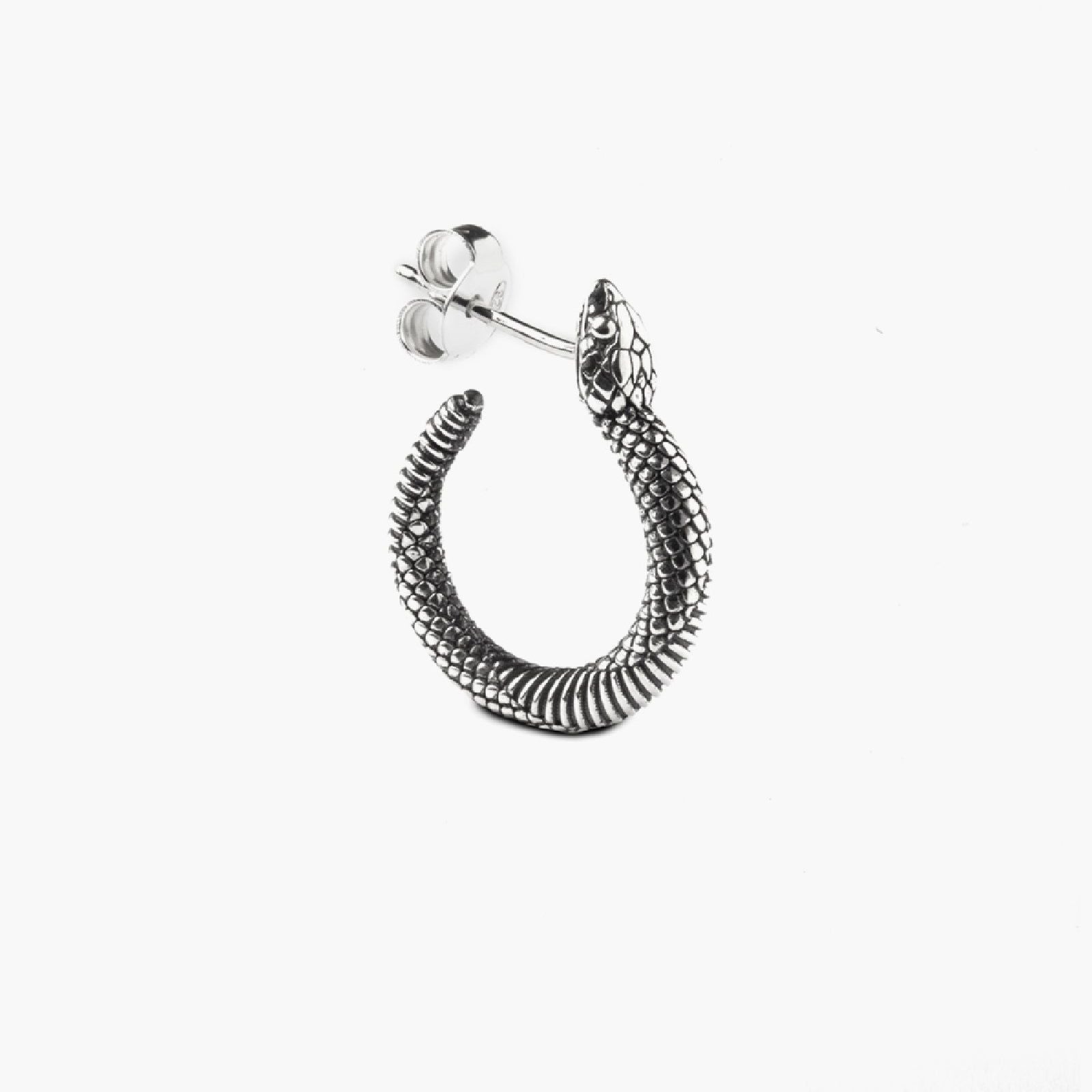 Mono orecchino a cerchio Nove25 Snake unisex in argento serpente 12mm N25ORE00406-O-S-1