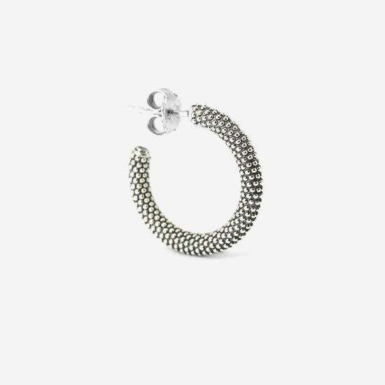 Mono orecchino a cerchio tondo Nove25 Puntinati unisex in argento 15mm N25ORE00420-O-S-1
