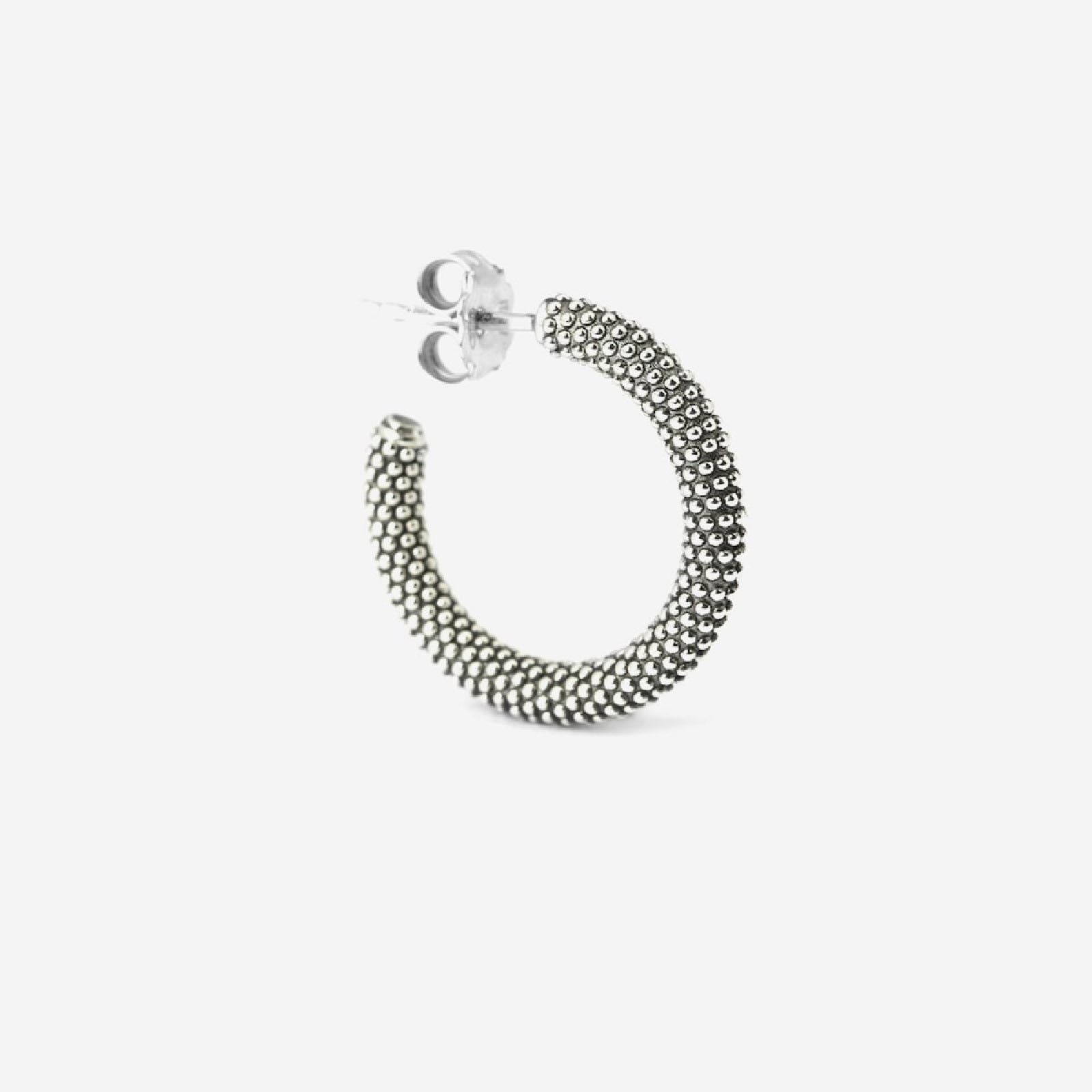 Mono orecchino a cerchio tondo Nove25 Puntinati unisex in argento 15mm N25ORE00420-O-S-1