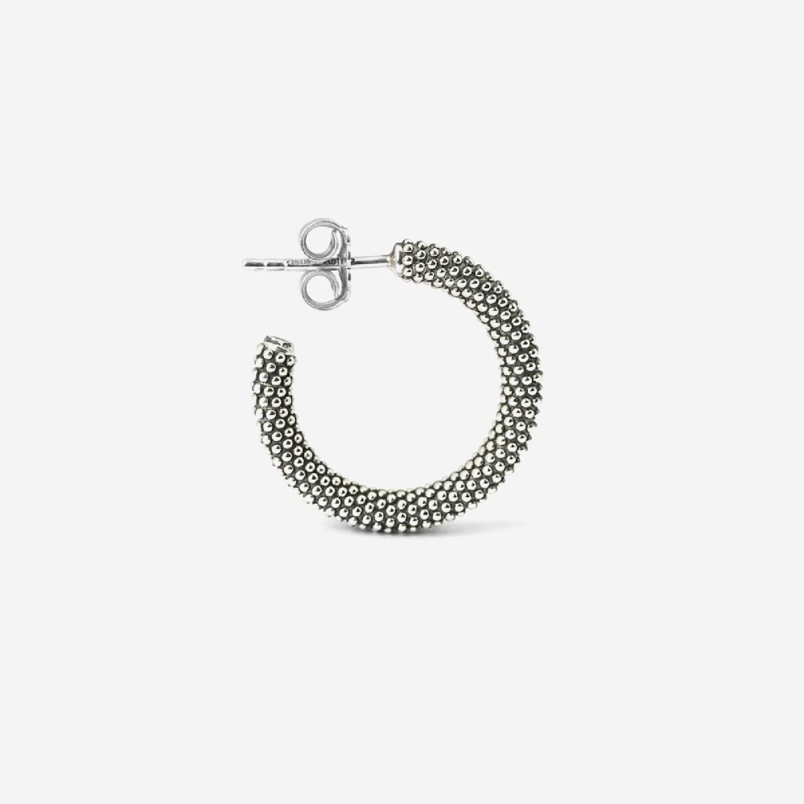 Mono orecchino a cerchio tondo Nove25 Puntinati unisex in argento 15mm N25ORE00420-O-S-2