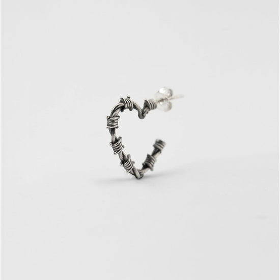 Mono orecchino cerchio Nove25 Filo Spinato donna in argento cuore con filo spinato 22x27mm N25ORE00435-O-S-1
