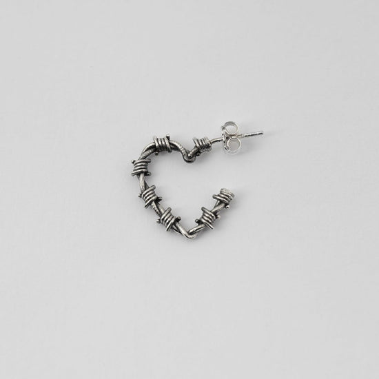 Mono orecchino cerchio Nove25 Filo Spinato donna in argento cuore con filo spinato 22x27mm N25ORE00435-O-S-2