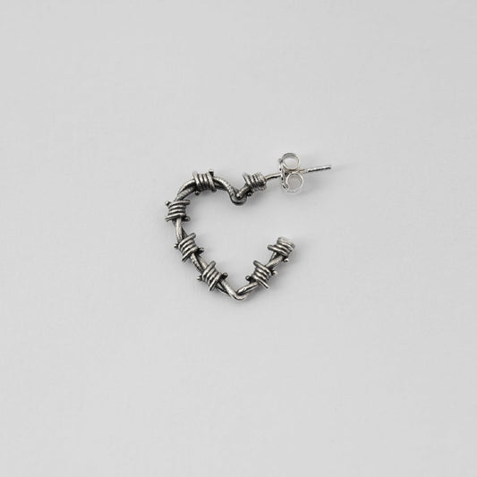 Mono orecchino cerchio Nove25 Filo Spinato donna in argento cuore con filo spinato 22x27mm N25ORE00435-O-S-2
