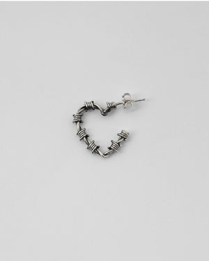 Mono orecchino a cerchio Nove25 Filo Spinato da donna in argento 925 a forma di cuore con filo spinato 22x27mm N25ORE00435/O/S