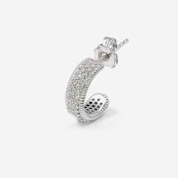 Mono orecchino cerchio a fascia Nove25 Opulence unisex in argento con pavé di zirconi N25ORE00451-O-S-1