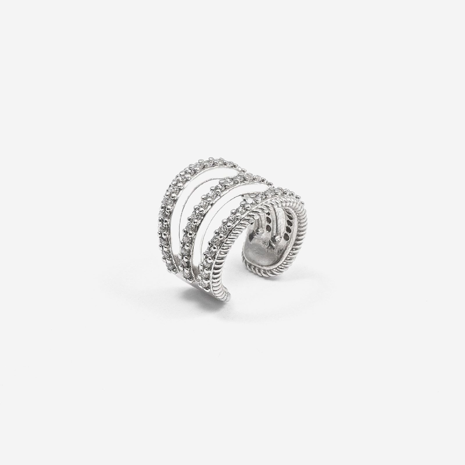 Earcuff Nove25 Opulence donna in argento con zirconi su tre linee N25ORE00453-O-S-2