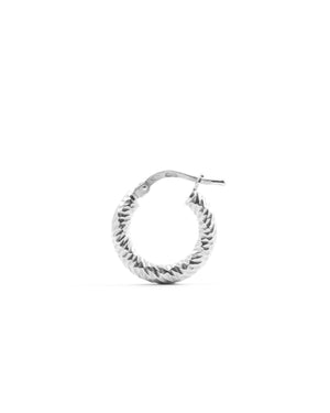 Mono orecchino a cerchio unisex della collezione Nove25 Timeless argento rodiato con superficie lavorata N25ORE00463/O/S