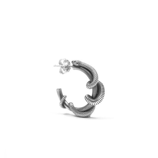 Mono orecchino unisex Nove25 Snake argento brunito serpente intrecciato N25ORE00492-O-S-1