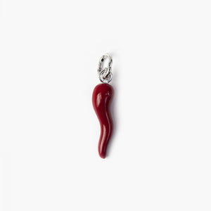 Ciondolo Nove25 Miniature unisex in argento 925 smaltato di rosso a forma di cornetto nella misura M N25PEN00130/M