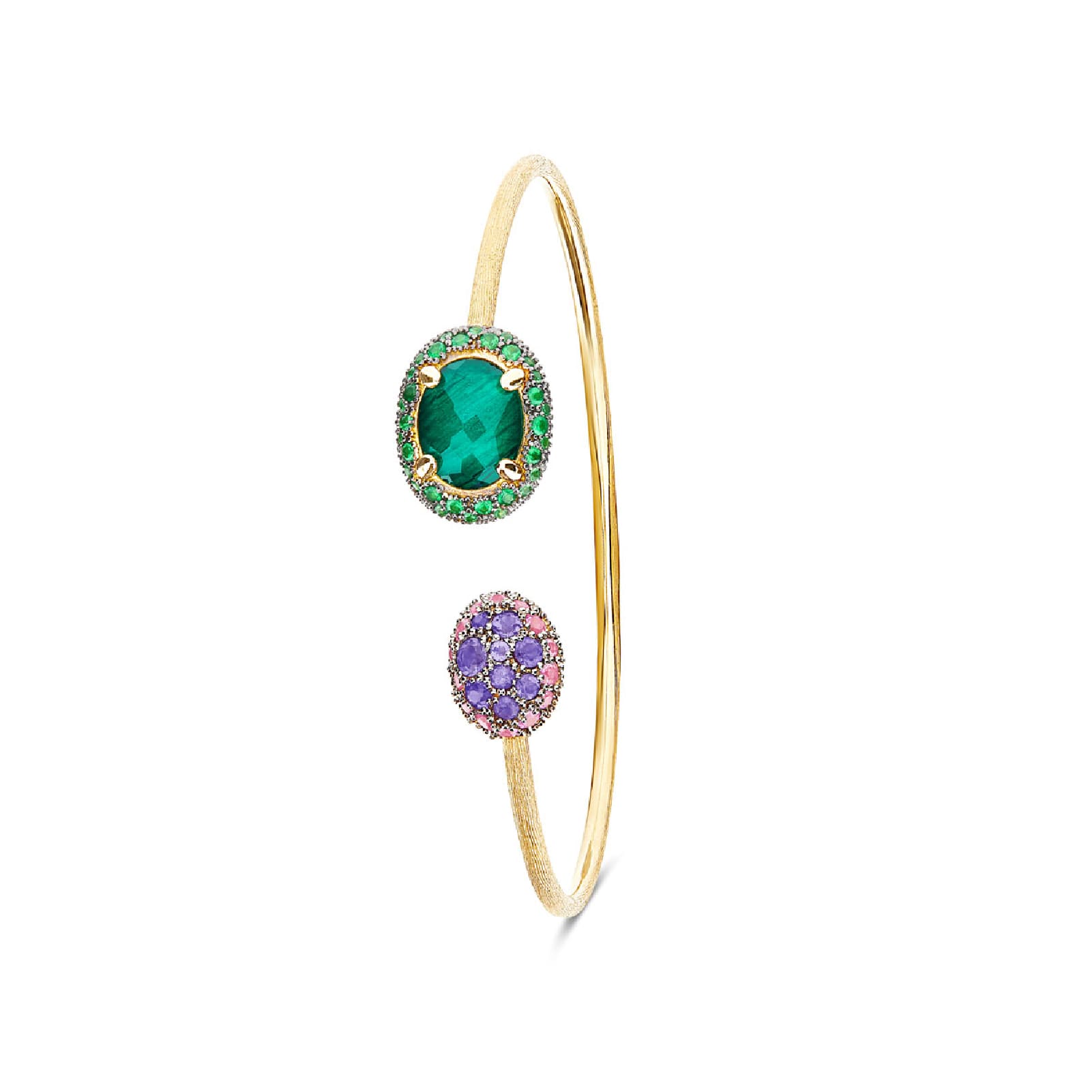 Bracciale rigido Nanis Reverse in oro con pietre colorate 17, 5 cm
